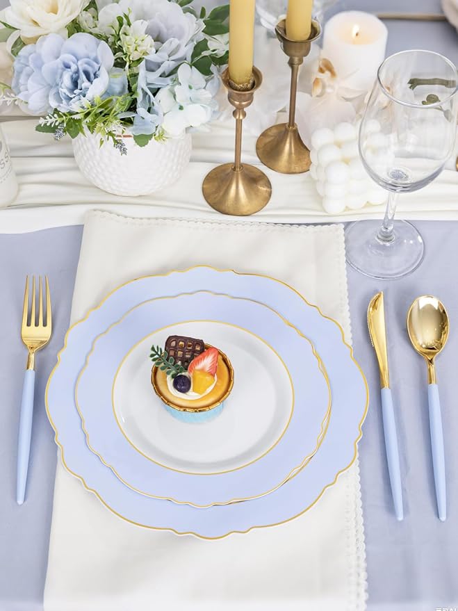 60pcs Blue Plates Disposable - Image 4