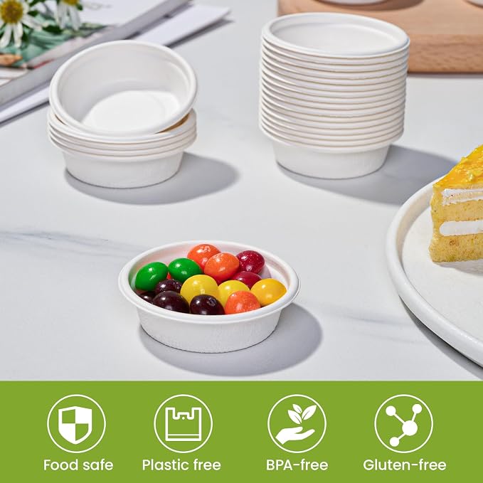 ECOLipak 1 oz Compostable Condiment Cups, 1000 Pack Bagasse Portion Cups | - Image 7