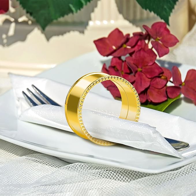12 Pcs Stainless Steel Bead Side Napkin Rings - Image 3