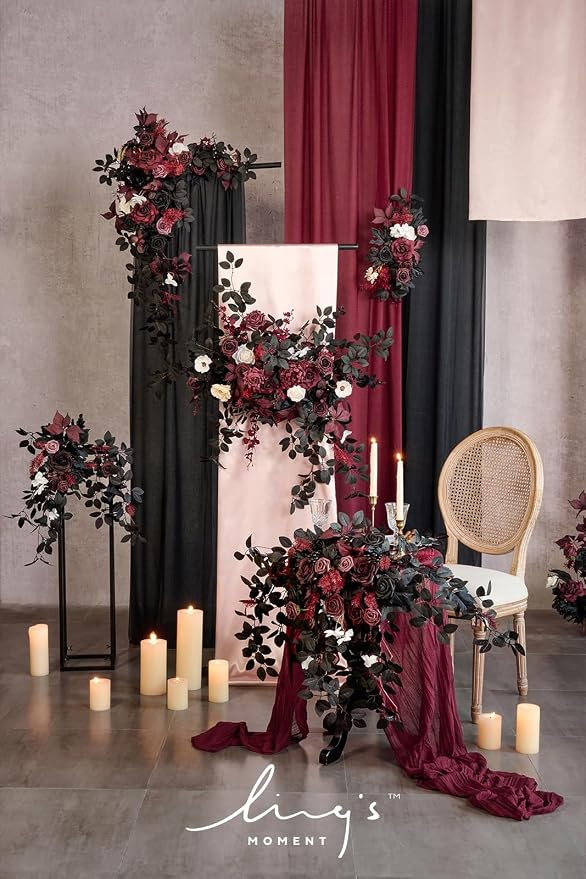 Ling's Moment Dark Red Cheesecloth Table Runner, 120 Inch 10FT | Burgundy Boho - Image 3