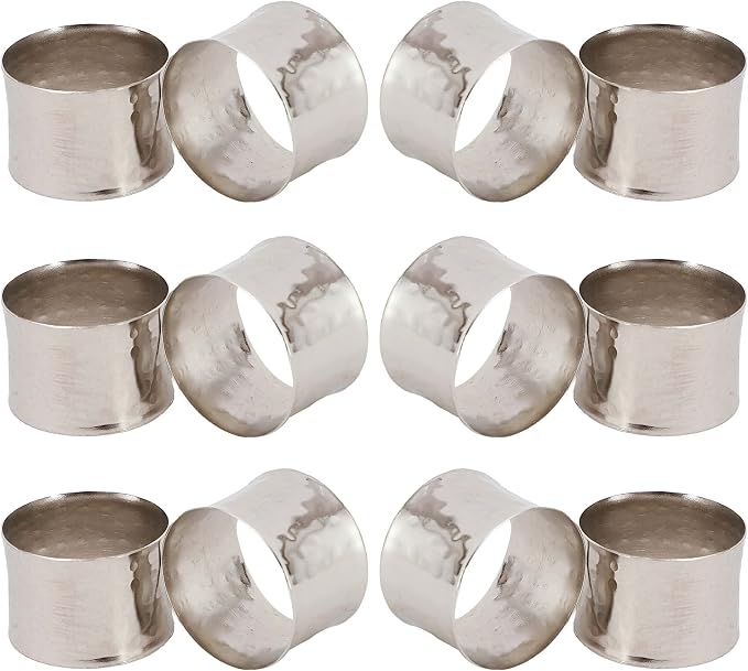 ITOS365 Handmade Round Hammered Silver Napkin Rings Holder by ITOS365