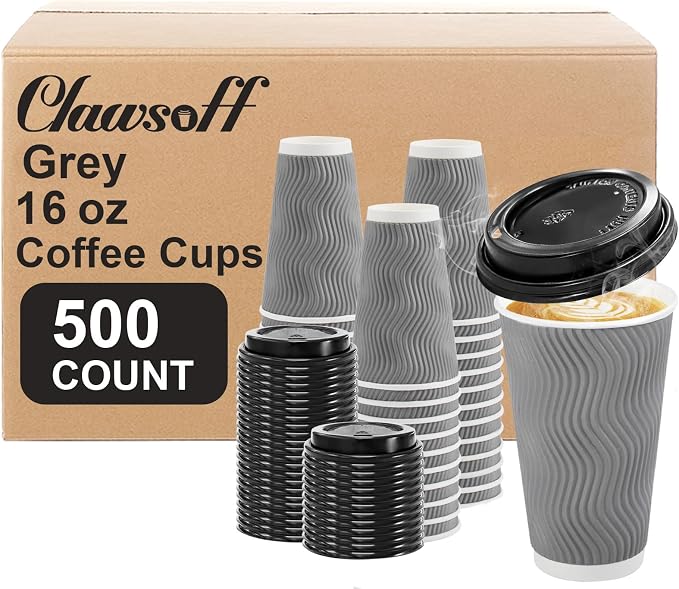 Clawsoff 500 Pack 16 oz Disposable Insulated Coffee Cups by BuyNow