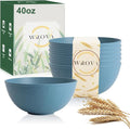 Wheat Straw Salad Bowls for Kitchen set of 6, Anti-Scald Thick Soup Bowls 40oz by WROVA