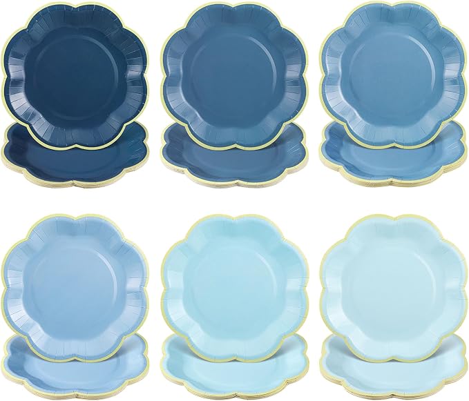 60 Pcs Blue Party Plates, 7 In Dusty Blue Dessert Plates by NatNarr