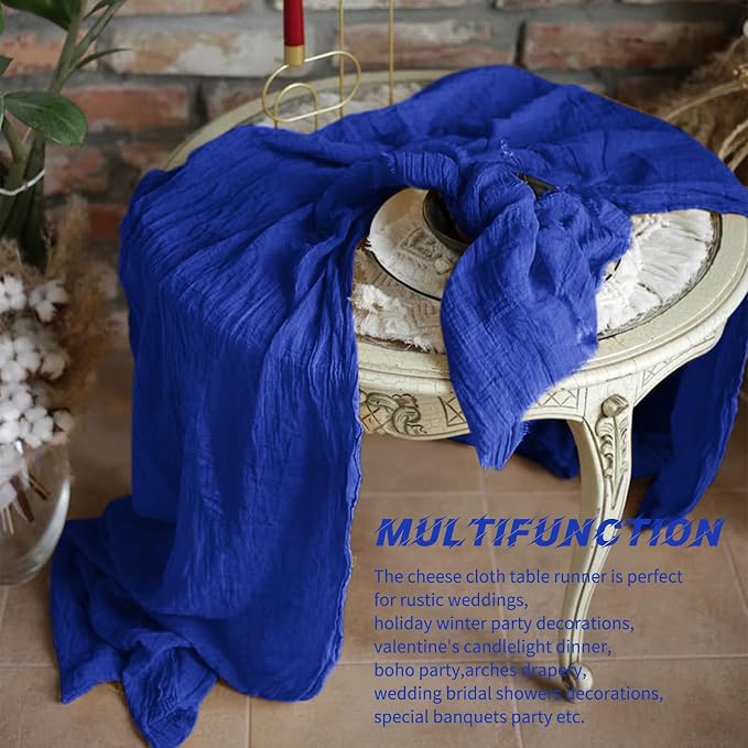 10 Pack Royal Blue Cheesecloth Table Runner 17x108 Inch Boho Gauze Cheese Cloth - Image 7