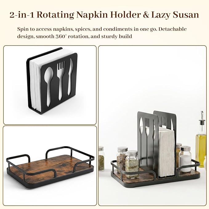 Napkin Holder for Table with Salt and Pepper Shakers Caddy, Farmhouse Kitchen - Image 7