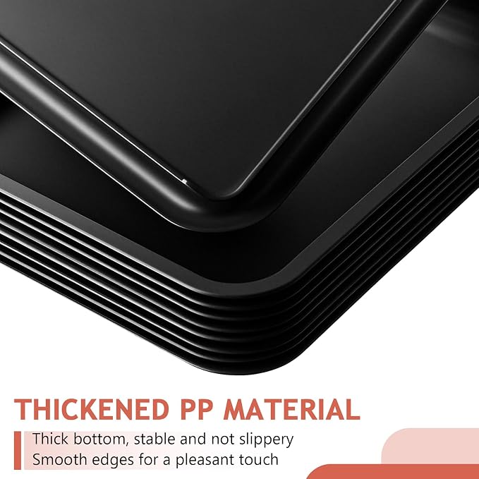 Gerrii 18 Pcs Plastic Fast Food Trays Bulk Restaurant Serving Cafeteria Tray - Image 3