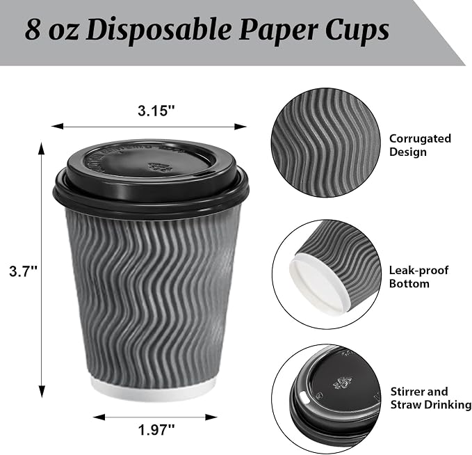 Clawsoff 100 Pack 8 oz Disposable Insulated Coffee Cups - Image 2