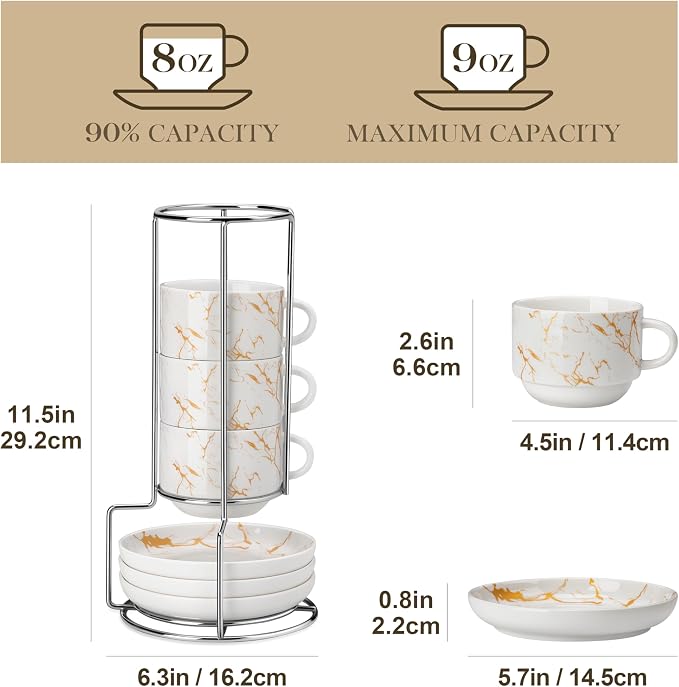 MALACASA 8 OZ Porcelain Espresso Cups - Image 2