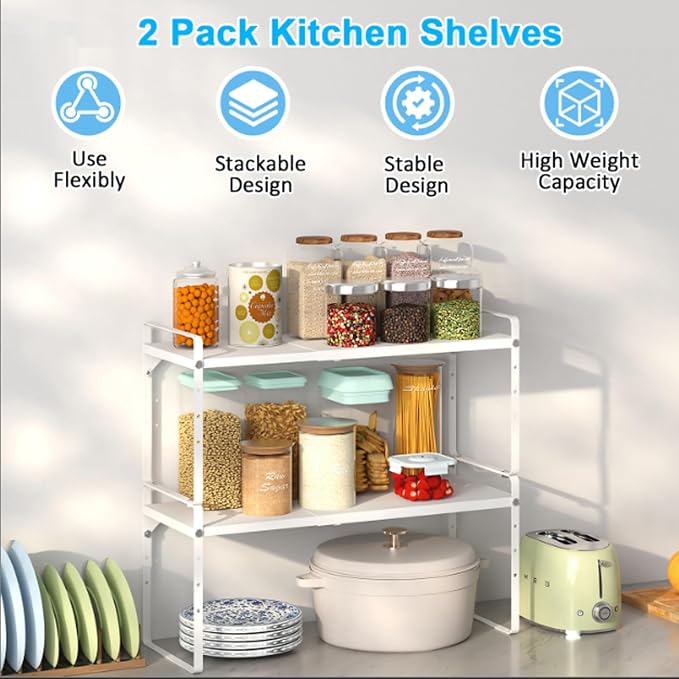 15.5 to 25.5 Inch Expandable Kitchen Cabinet Organizer Shelf, 30 LBS Heavy Duty - Image 3