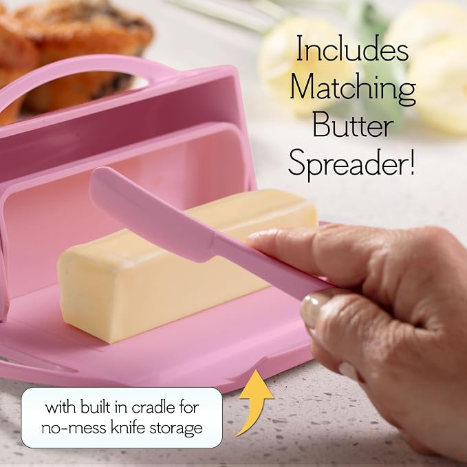 Flip Top Butter Dish with Attached Lid & Matching Knife - Image 3