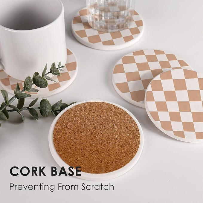 Drink Coasters Set of 6 with Holder, Absorbent Ceramic Coasters with Anti-Cork - Image 7