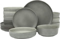 Gibson Elite Pasco 16 Piece Plates and Bowls Double Bowl Reactive Glaze Dishes by GibsonHomewares
