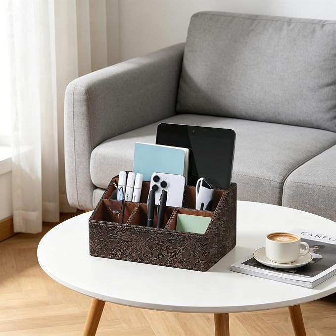PU Leather Desktop Organizer, Home Luxury Remote Control Holder, Office Desk - Image 6