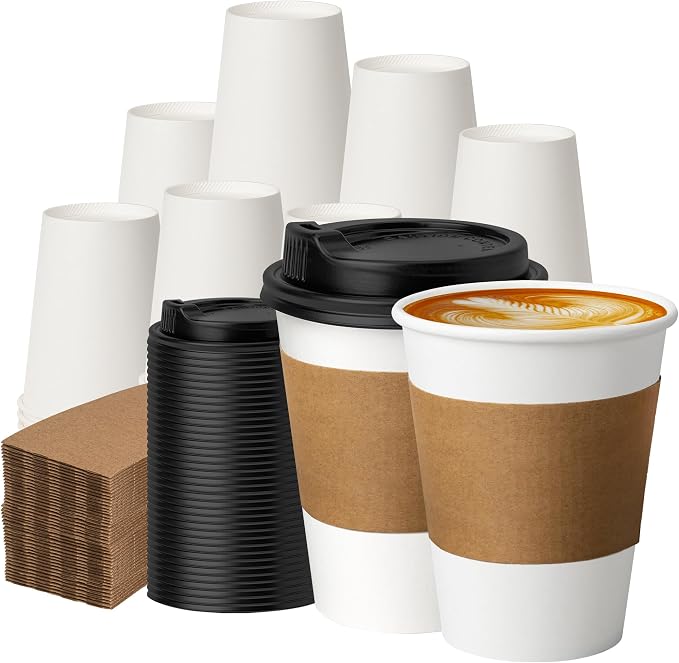 METAPRINT 100 Pack 12 oz Disposable Coffee Cups by METAPRINT