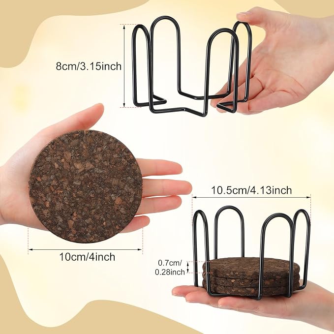 9 Set of Thick Dark Cork Coasters Heat Resistant Non Slip Drink Coaster - Image 2