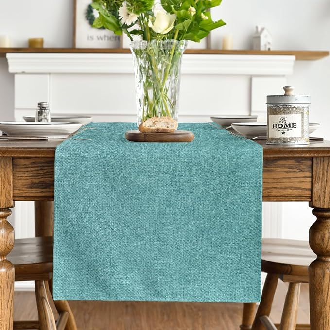 Artoid Mode Turquoise Aqua Table Runner, Seasonal Summer Washable Kitchen - Image 3