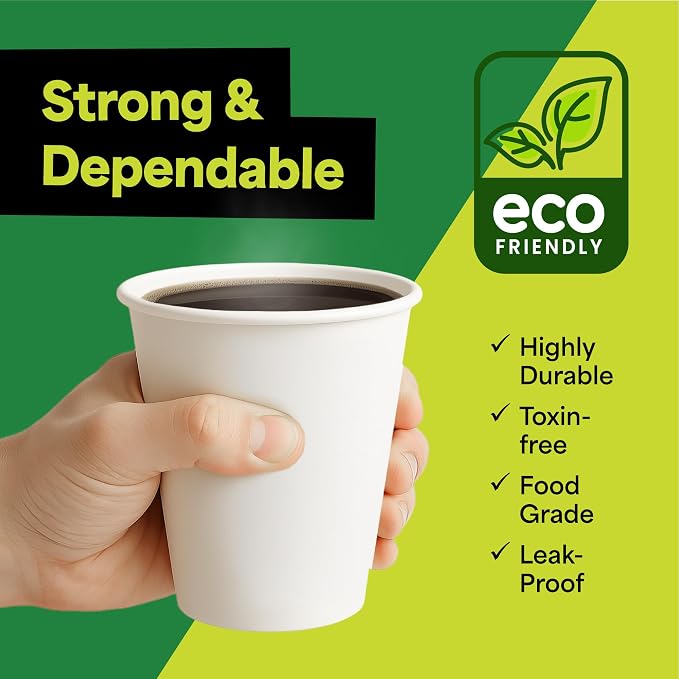 EconoHome 8 oz 500 Pack Disposable Coffee Paper Cups - Image 6