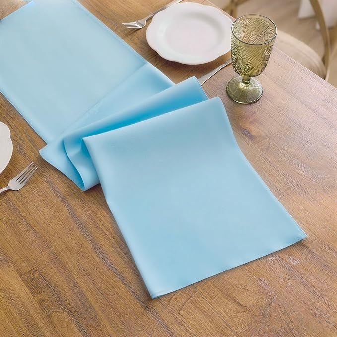 Baby Blue Table Runner, Waterproof Washable Runners 48 Inches Long | Reusable - Image 3