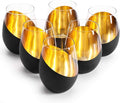 MyGift Modern Matte Black and Gold Tilted Design Stemless Wine Glasses Tumblers by MyGiftHome