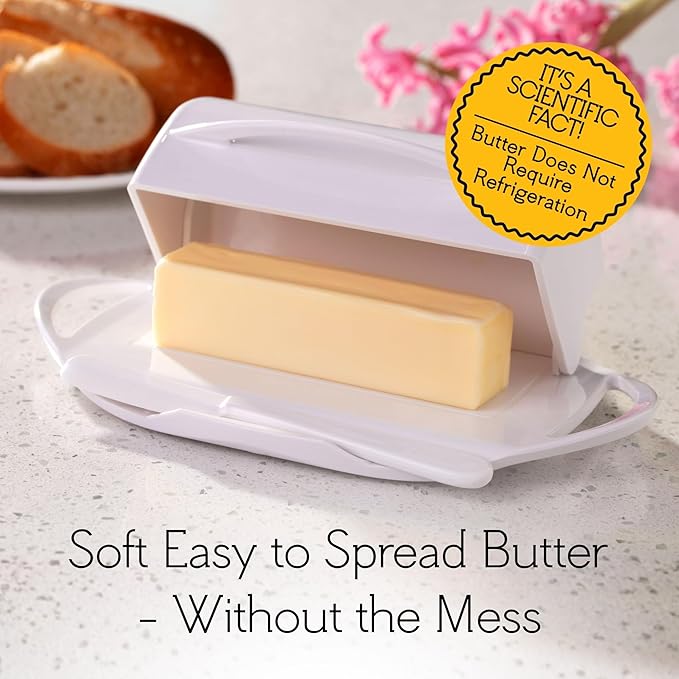 Flip Top Butter Dish with Attached Lid & Matching Knife, 2 Pack - Image 5