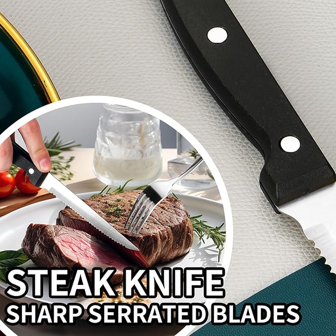 60-Piece Silverware Set with Steak Knives Stainless Steel Flatware Set - Image 6