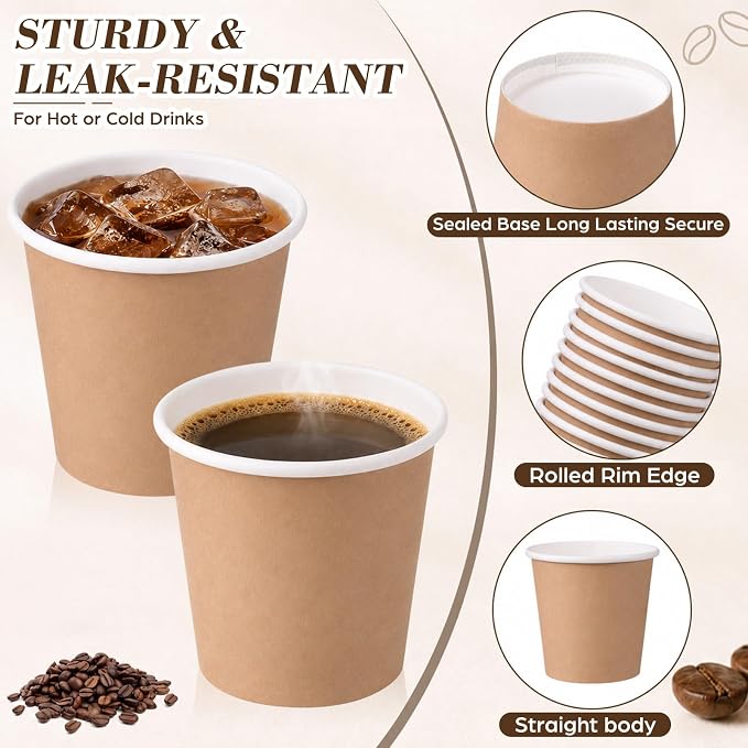 300 Pcs Mini Coffee Cups Brown Culture Cup 2oz Disposable Bathroom Cups Paper - Image 2