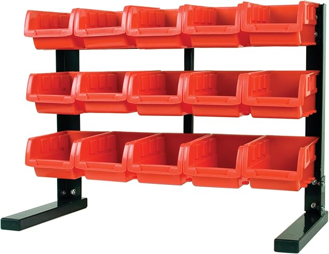 Performance Tool W5186 15-Bin Table Top Storage Organizer Rack | Powder-coated by PerformanceTool
