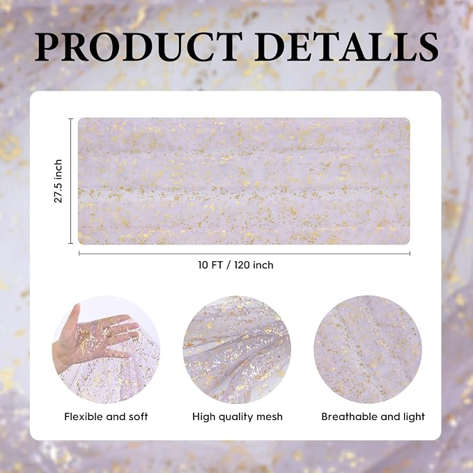 Artoid Mode Grayish Purple Gold Gauze Table Runner 120 Inch 10FT, Glitter - Image 7