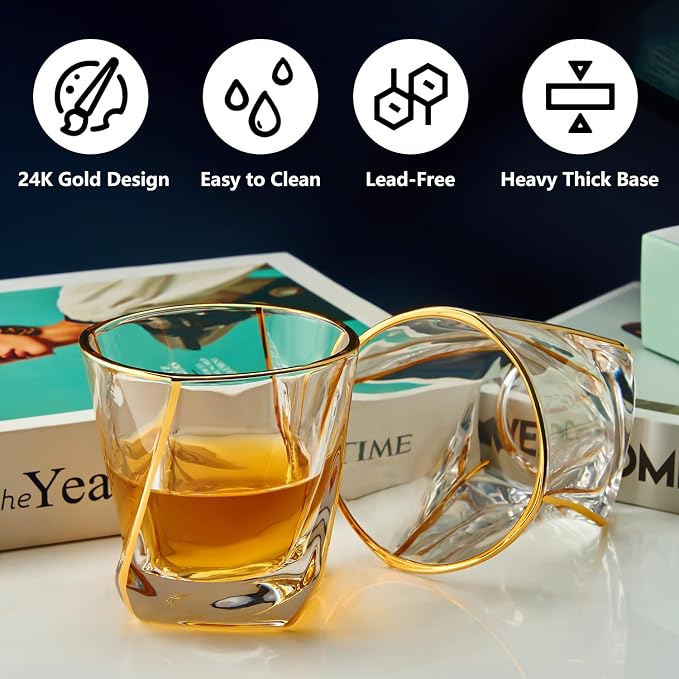 GLASKEY Crystal Whiskey Glasses Set of 2 - Image 3