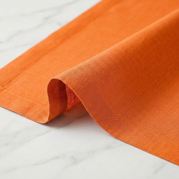 Solino Home 100% Pure Linen Dining Table Runner Orange, Fete 14 x 72 in | Table - Image 4