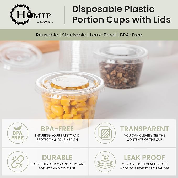 HOMIP 200PACK 4oz Plastic Portion Cups - Image 3