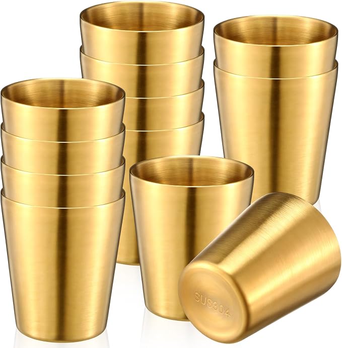 Amyhill 12 Pieces Stainless Steel Cups Double Wall Tumbler Glasses Stackable by Amyhill