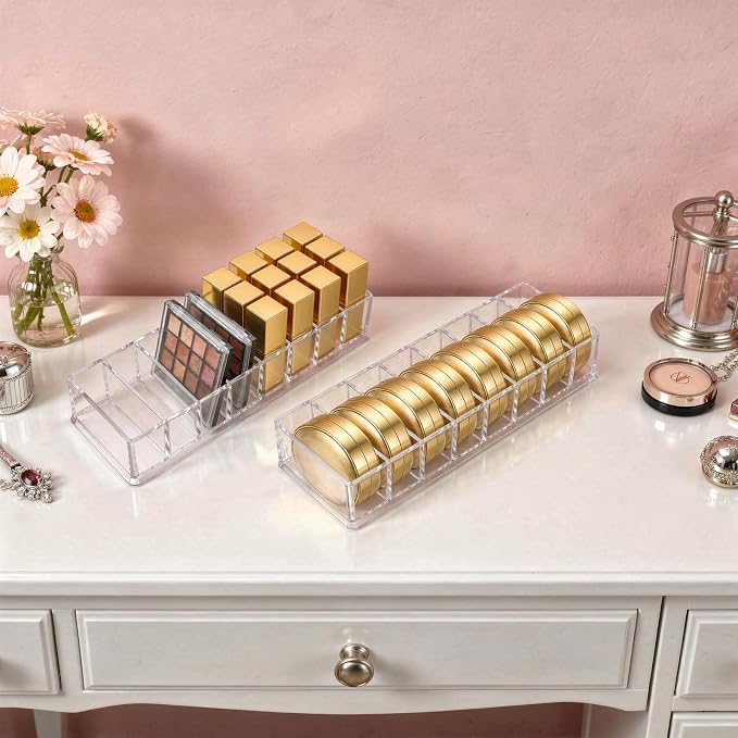 Foraineam 4 Pack Acrylic Compact Organizer Cosmetics Beauty Care Powder Holder - Image 7