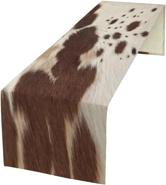 Cow Print Table Runner, 13x36 Inch by SXXLDNG