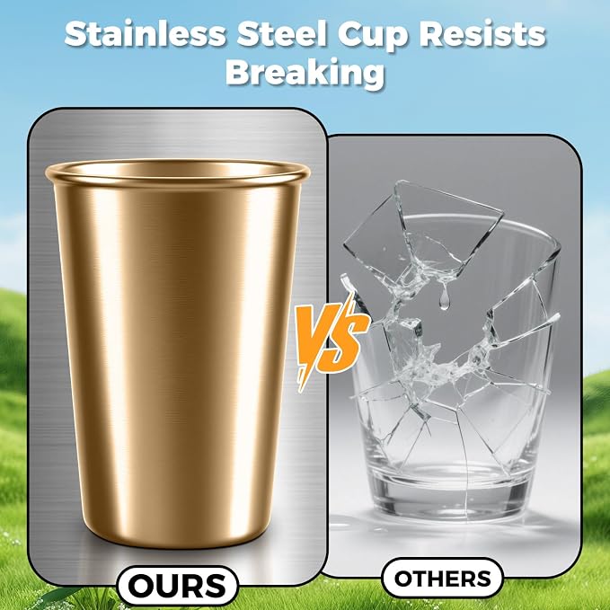 5-Pack 16 oz Stainless Steel Pint Cups, Reusable | Food-Grade 304 Stainless - Image 5