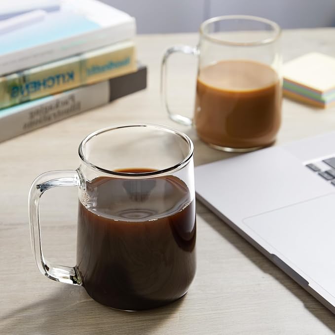 Large Glass Coffee Mugs, 20 oz Glass Coffee Cups Set of 2, Hot/Cold Beverages - Image 6