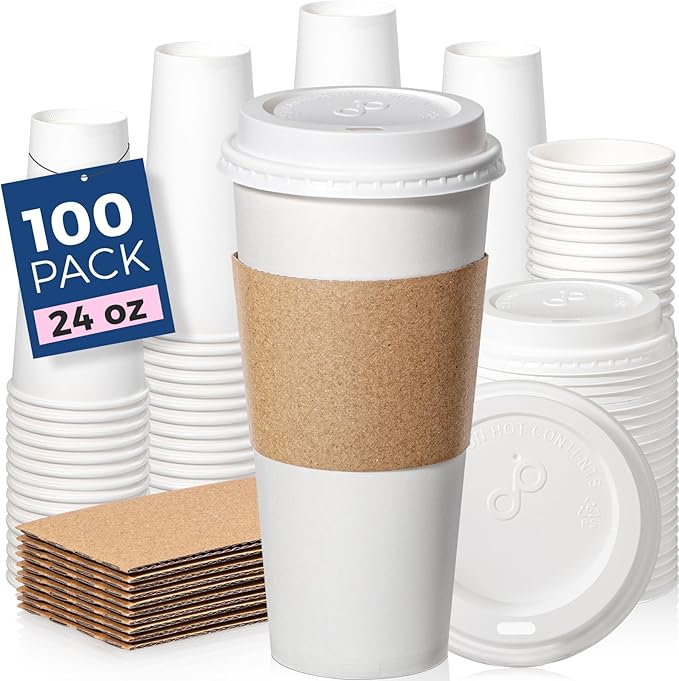 Fit Meal Prep 100 Pack 24 oz Disposable Coffee Cups by FMPBRANDS