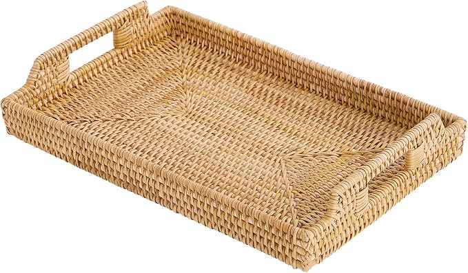 Rattan Rectangular Serving Tray by Kmelep