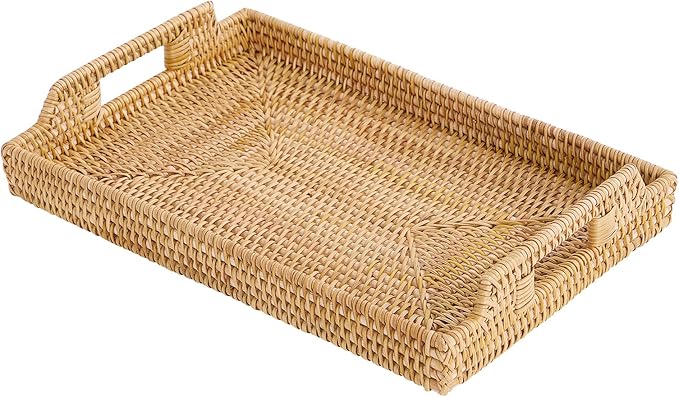 Rattan Rectangular Serving Tray by Kmelep