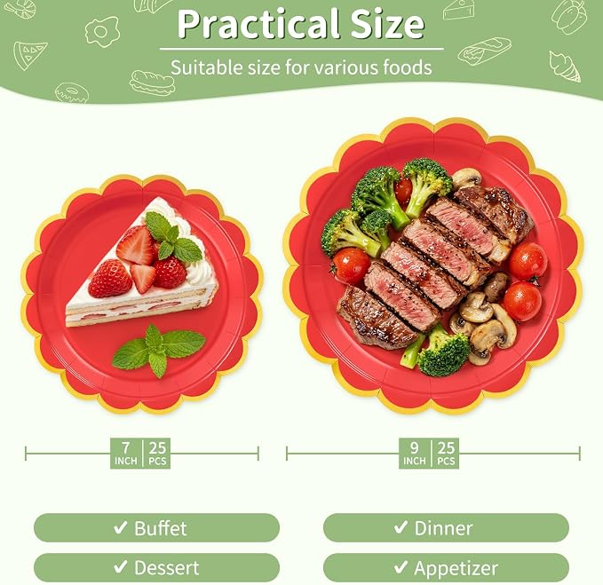 50 Pcs Red Paper Plates - Image 2