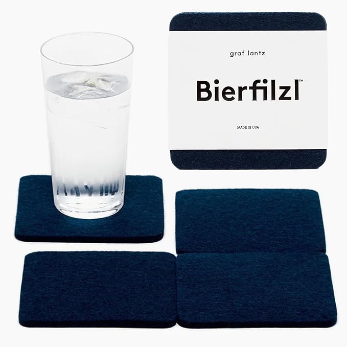 Graf Lantz - Bierfilzl Merino Wool Square Coasters Set of 4 - Marine - Absorbs by GrafLantz