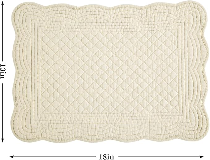 HOMBYS Quilted Placemats Set of 6 Washable-13x18 inches Rectangular Placemats - Image 2
