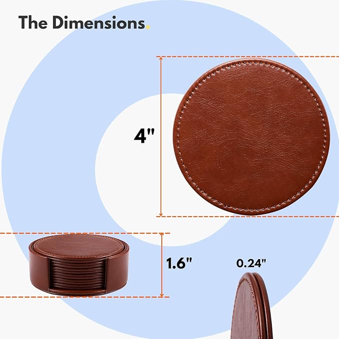 LAMOTI Leather Coasters for Drinks, Handmade Luxurious Home Décor and - Image 8