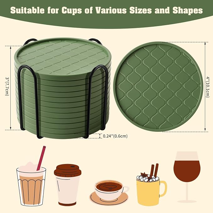 Coasters, Drink Coasters Set of 8 - Image 3