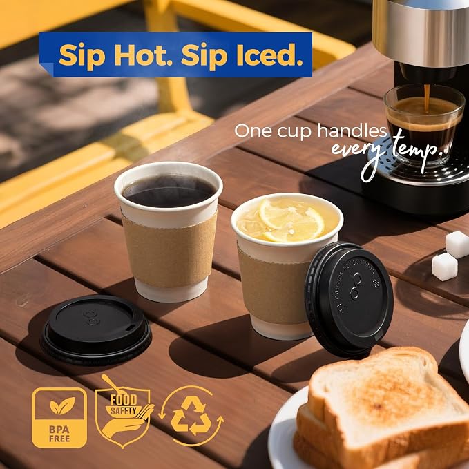 Fit Meal Prep 100 Pack 10 oz Disposable Coffee Cups - Image 5