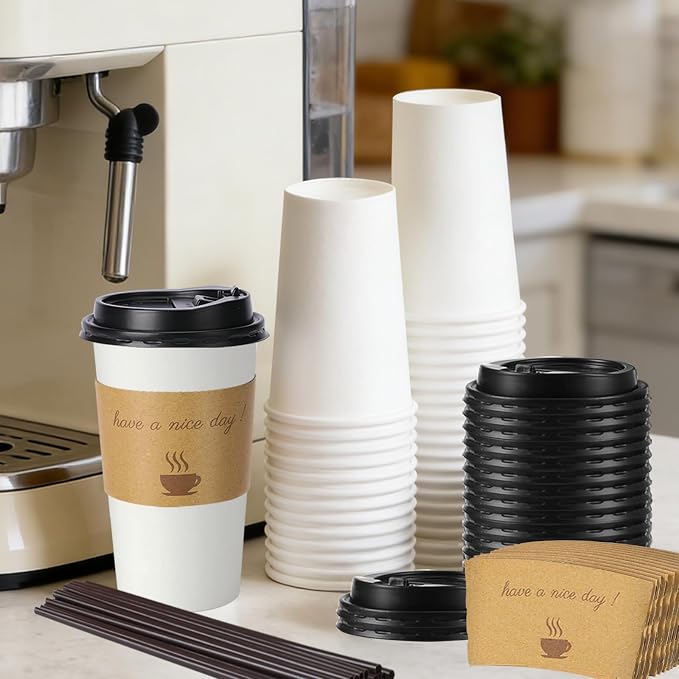 BYSNOW 20 oz 50 pack Disposable Paper Coffee Cups - Image 4