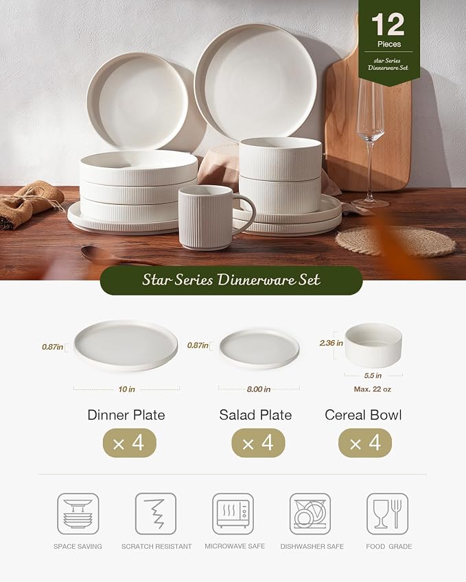 Famiware Star Stoneware Dinnerware Set, Reactive Glaze Plates & Bowls - Image 8