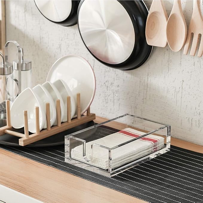 Acrylic Guest Towel Napkin Holder, Fancy Flat Napkin Holders - Image 3