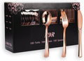 300PCS Rose Gold Plastic Silverware, Disposable Cutlery & Utensils | Heavy Duty by N9RTABLEWARE